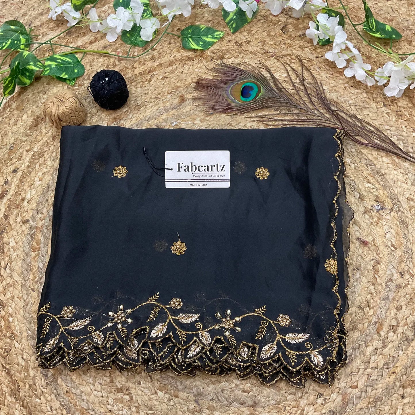RangoliDup Beautiful Embroidery & Beads work Rangoli Dupatta for women | Only Dupatta