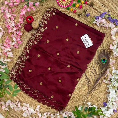 RangoliDup Beautiful Embroidery & Beads work Rangoli Dupatta for women | Only Dupatta