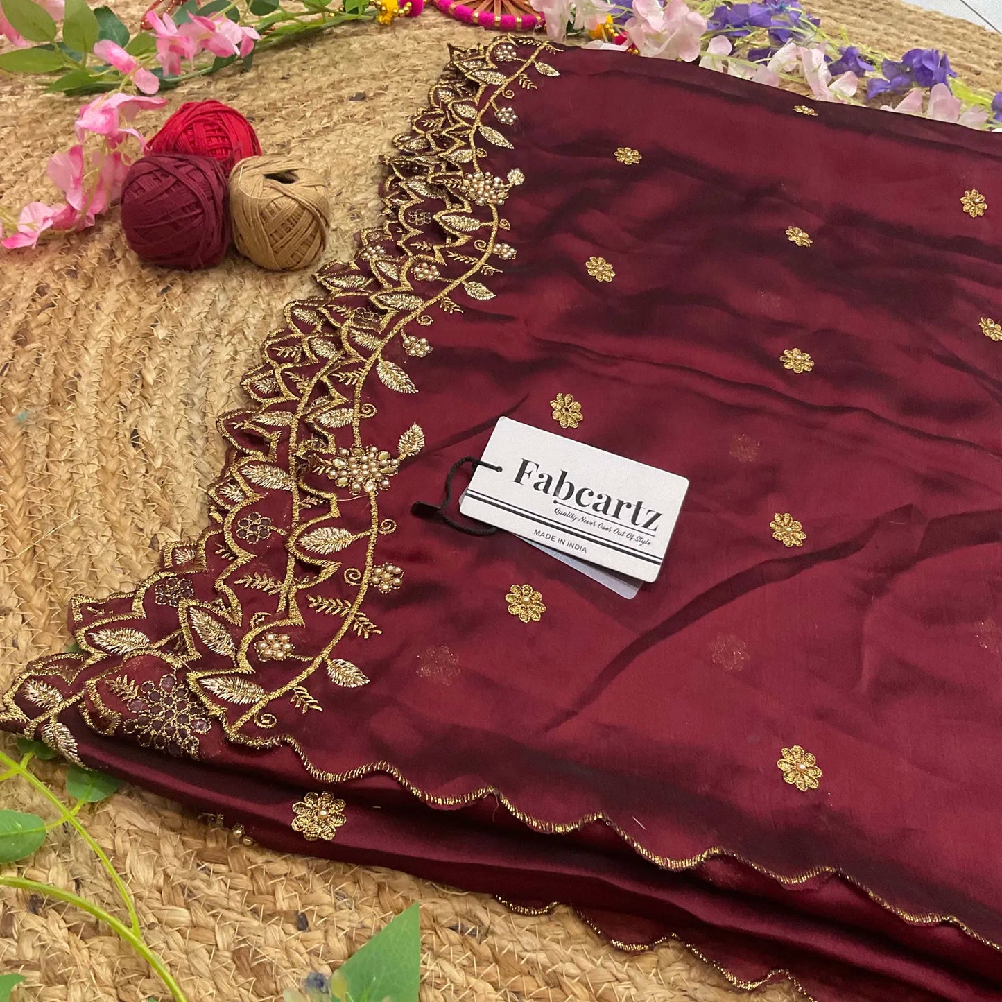RangoliDup Beautiful Embroidery & Beads work Rangoli Dupatta for women | Only Dupatta