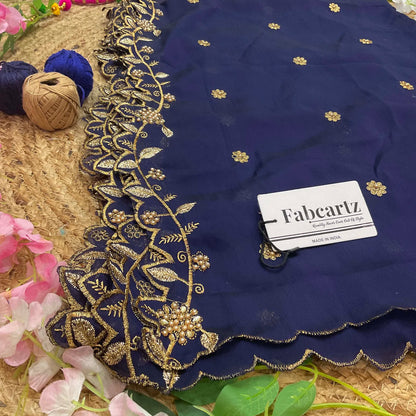 RangoliDup Beautiful Embroidery & Beads work Rangoli Dupatta for women | Only Dupatta