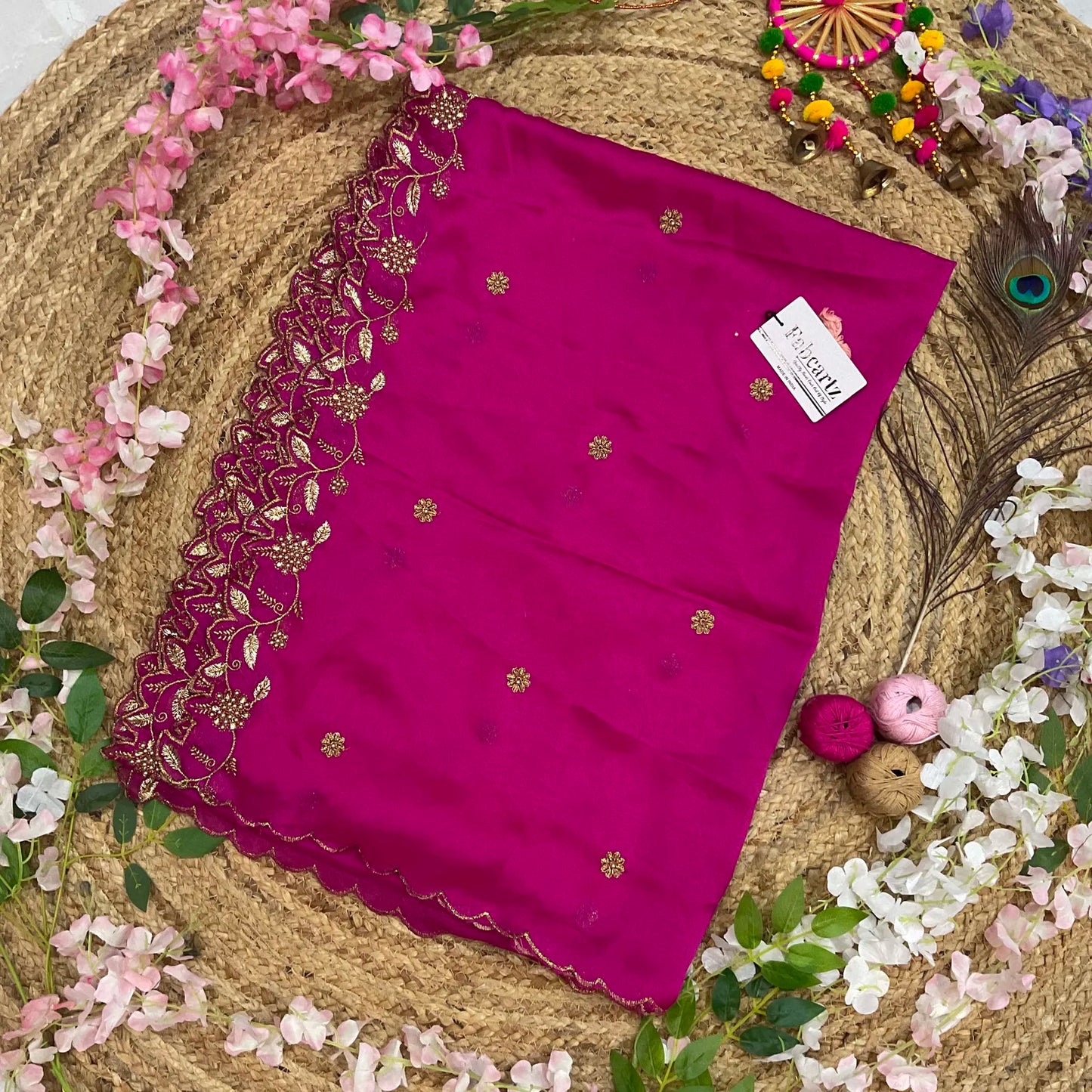 RangoliDup Beautiful Embroidery & Beads work Rangoli Dupatta for women | Only Dupatta