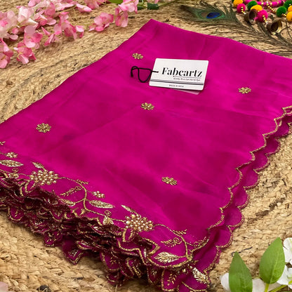 RangoliDup Beautiful Embroidery & Beads work Rangoli Dupatta for women | Only Dupatta