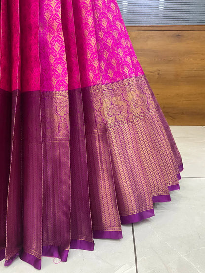 Munjya Women's Woven Design zari work Half Saree with Embroidered Blouse and Dupatta