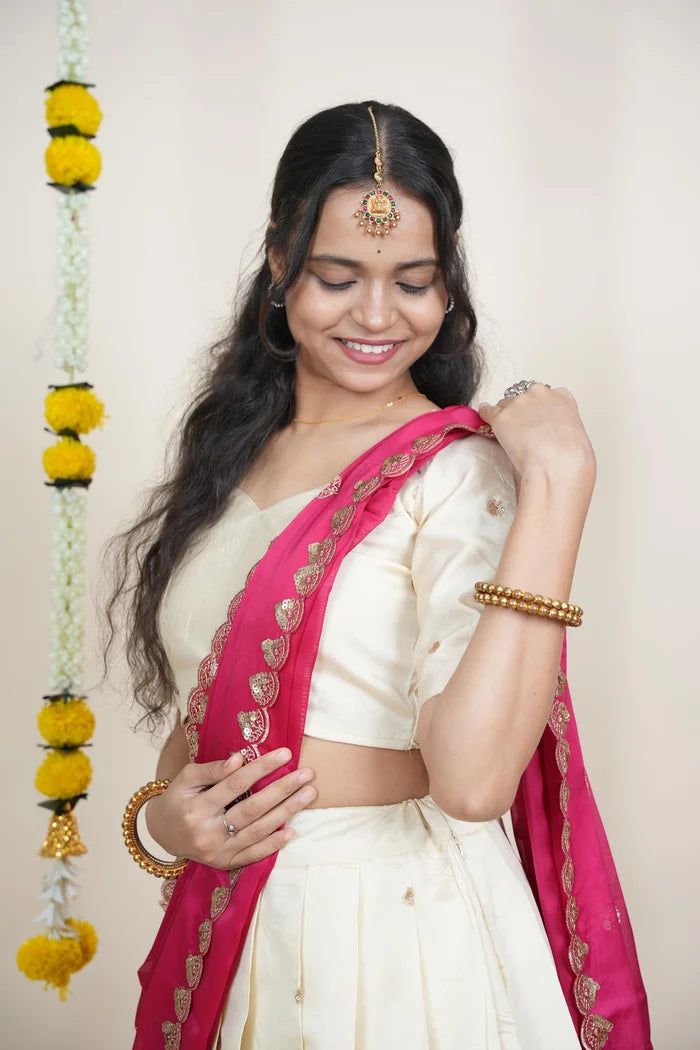 దక్షిణ భారత పండుగ సాంప్రదాయ హాఫ్ చీర (ఛవి) 