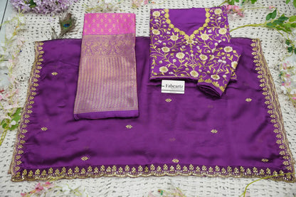 Munjya Women's Woven Design zari work Half Saree with Embroidered Blouse and Dupatta