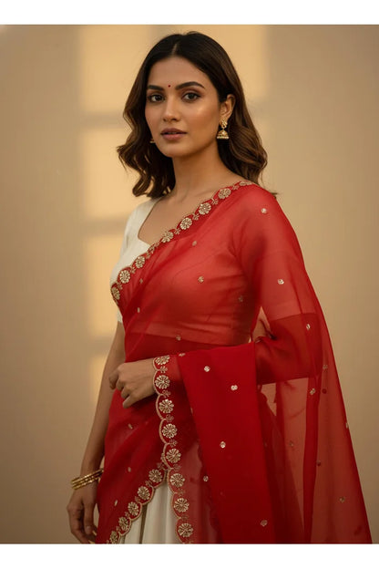 Beautiful Hand work and Beads work Rangoli Dupatta for women | Only Dupatta Dharani Dup