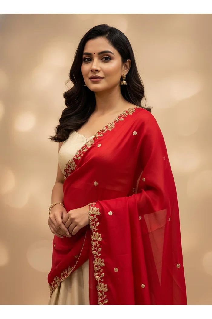 Beautiful Embroidery work Rangoli Dupatta for women | Only Dupatta BiliPatra Dup