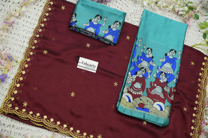 (Putrika) South Indian Festival Traditional Half Saree with Embroidered Blouse & Dupatta