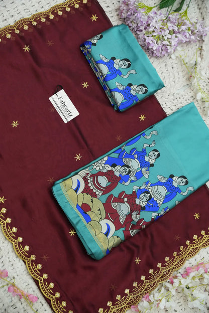 (Putrika) South Indian Festival Traditional Half Saree with Embroidered Blouse & Dupatta