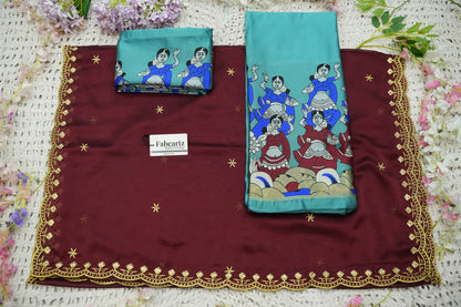 (Putrika) South Indian Festival Traditional Half Saree with Embroidered Blouse & Dupatta