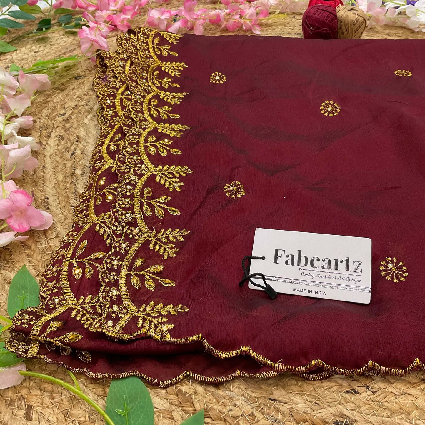 SaraswatiDup Beautiful Embroidery & Beads work Rangoli Dupatta for women | Only Dupatta