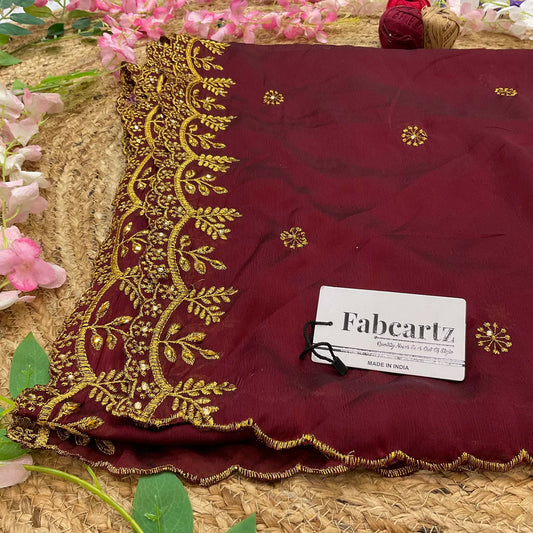 SaraswatiDup Beautiful Embroidery & Beads work Rangoli Dupatta for women | Only Dupatta