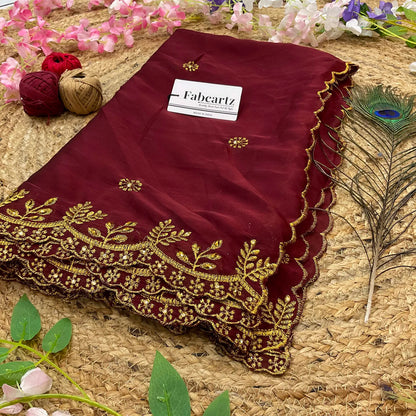 SaraswatiDup Beautiful Embroidery & Beads work Rangoli Dupatta for women | Only Dupatta