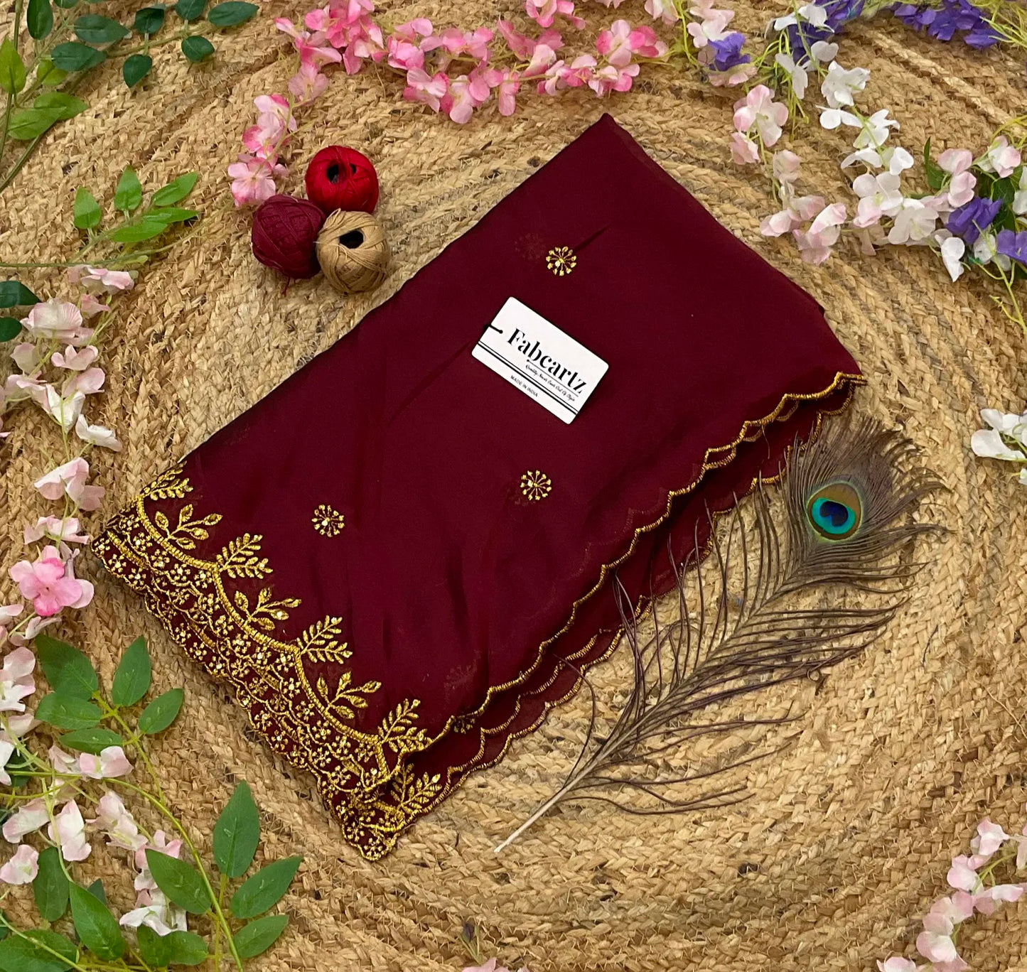 SaraswatiDup Beautiful Embroidery & Beads work Rangoli Dupatta for women | Only Dupatta