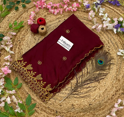 SaraswatiDup Beautiful Embroidery & Beads work Rangoli Dupatta for women | Only Dupatta