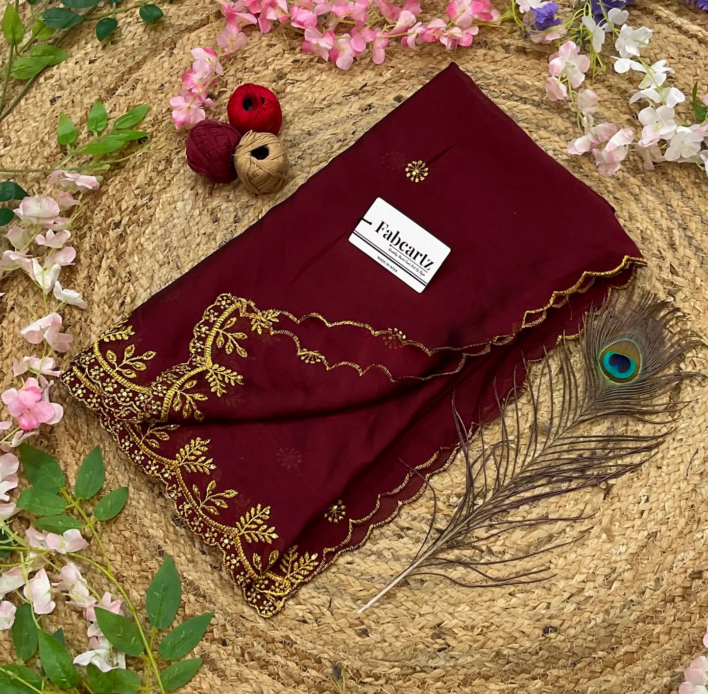 SaraswatiDup Beautiful Embroidery & Beads work Rangoli Dupatta for women | Only Dupatta