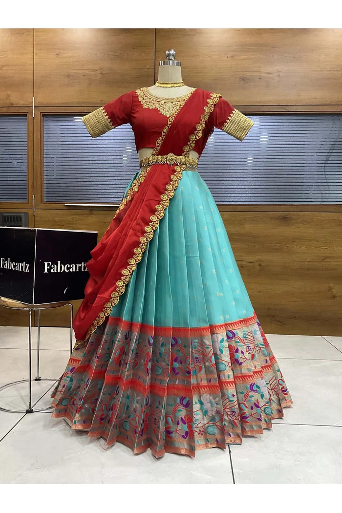 దక్షిణ భారత పండుగ సాంప్రదాయ హాఫ్ చీర (ఛవి) 