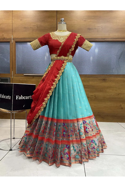 దక్షిణ భారత పండుగ సాంప్రదాయ హాఫ్ చీర (ఛవి) 