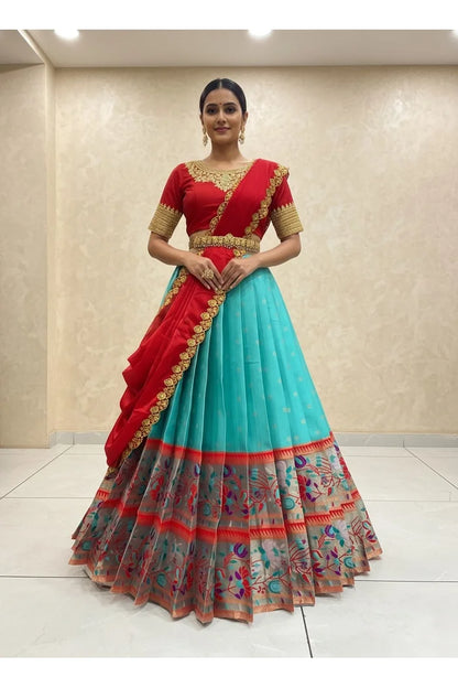 దక్షిణ భారత పండుగ సాంప్రదాయ హాఫ్ చీర (ఛవి) 