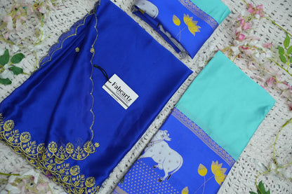 (KaamRango) South Indian Festival Traditional Half Saree with Embroidered Blouse & Dupatta