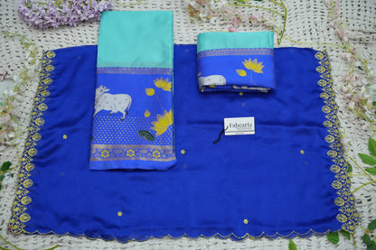 (KaamRango) South Indian Festival Traditional Half Saree with Embroidered Blouse & Dupatta