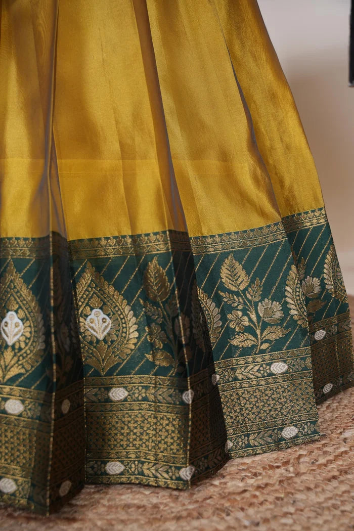 Ravleena   Women's Woven Design zari work Half Saree with Embroidered Blouse and Dupatta