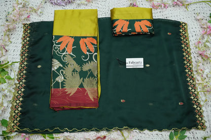 (HansRango) South Indian Festival Traditional Half Saree with Embroidered Blouse & Dupatta