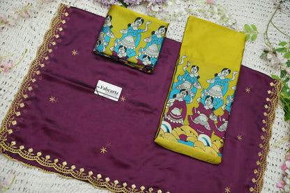 (Putrika) South Indian Festival Traditional Half Saree with Embroidered Blouse & Dupatta