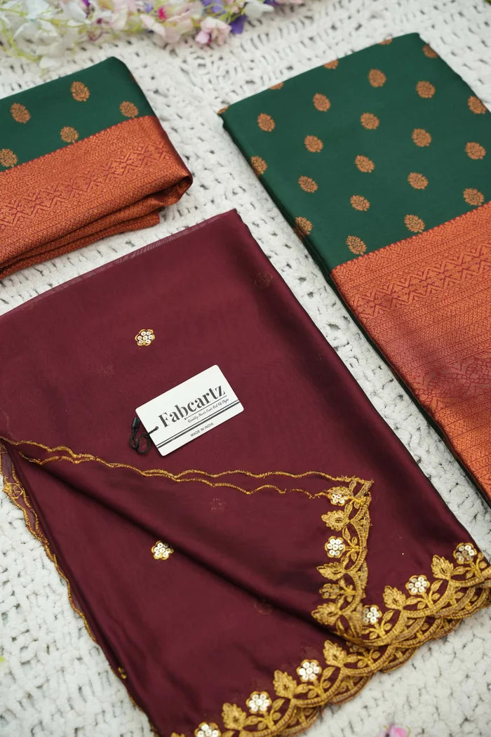 దక్షిణ భారత పండుగ సాంప్రదాయ హాఫ్ చీర (కాంతారా) 