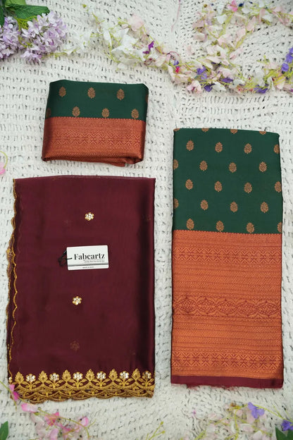 దక్షిణ భారత పండుగ సాంప్రదాయ హాఫ్ చీర (కాంతారా) 